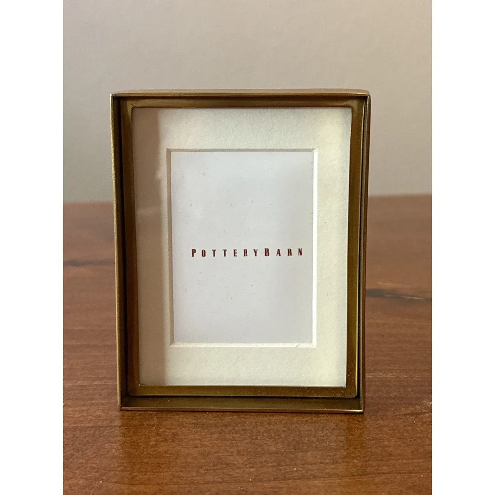Pottery Barn Stowe Brass Picture Photo Frame Christmas Tree Ornament 4.5